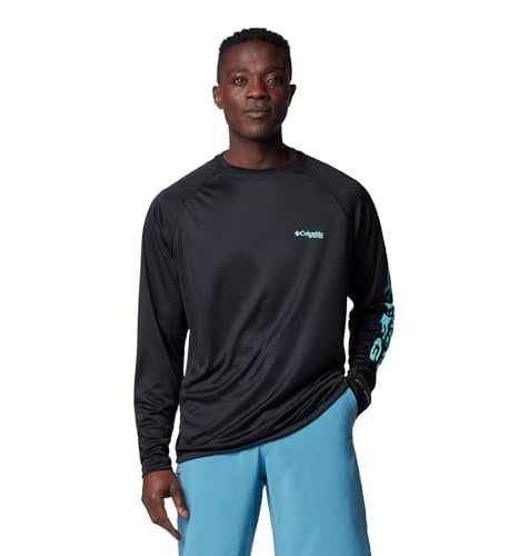 Columbia Mens PFG Terminal Tackle Long Sleeve Fishing Shirt BlackGulf Stream Logo XLarge - Image 1