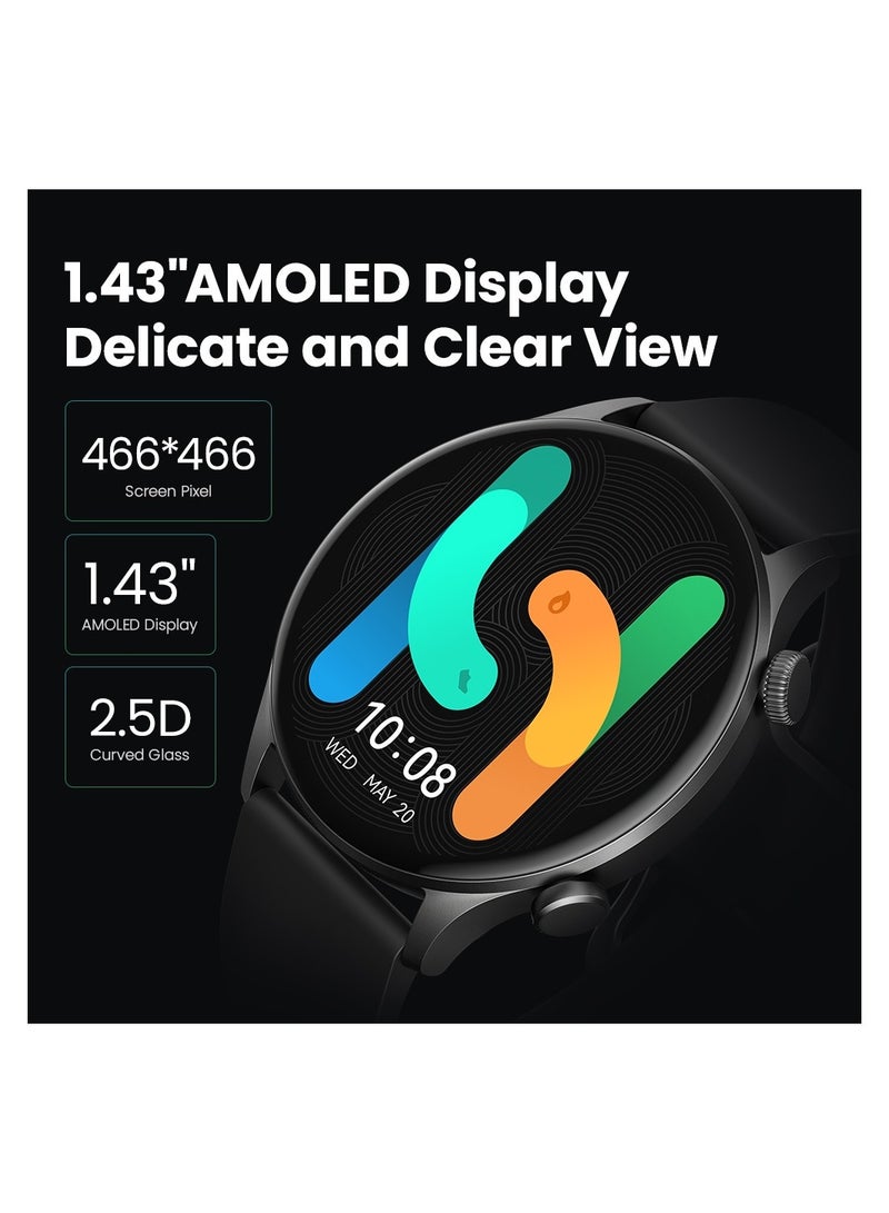 Haylou RT3 Solar Plus Smart Watch 1.43-inch AMOLED Display Bluetooth Phone Calls 105 Sports Modes Heart Rate Monitoring IP68 Waterproof Smart Watch Black - Image 2
