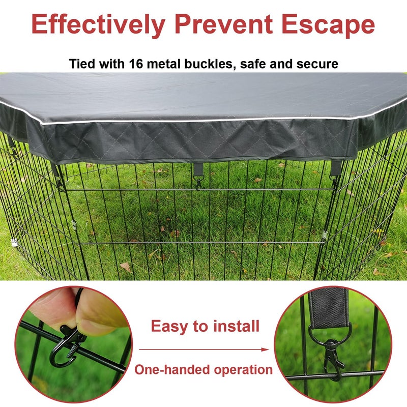 LAOZZ Dog Playpen Cover Sun/Rain Proof Top,Provide Shade and Security for Indoor and Outdoor,Dog Pen Cover Fits All 24 Inch 8 Panels Pet Playpen (Playpen not Include) - Image 3