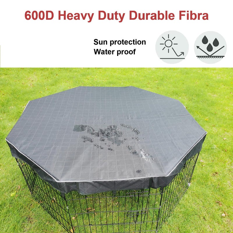 LAOZZ Dog Playpen Cover Sun/Rain Proof Top,Provide Shade and Security for Indoor and Outdoor,Dog Pen Cover Fits All 24 Inch 8 Panels Pet Playpen (Playpen not Include) - Image 4