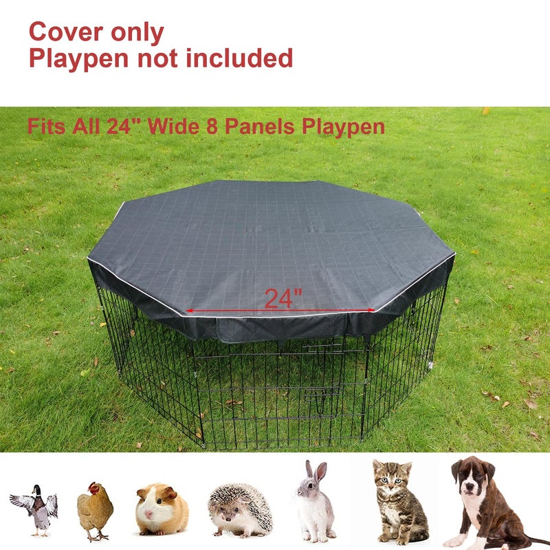 LAOZZ Dog Playpen Cover Sun/Rain Proof Top,Provide Shade and Security for Indoor and Outdoor,Dog Pen Cover Fits All 24 Inch 8 Panels Pet Playpen (Playpen not Include) - Image 2