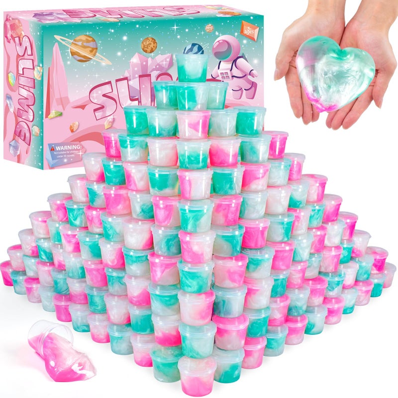 Rowecvce 120 Pack Galaxy Slime Kit Mini Bulk Slimes Smooth  Soft Slime Party Favors Goodie Bag Stuffers Valentines Day Gifts for Kids Classroom Exchange Prizes Stress Relief Toys for Girls Boys 812 - Image 3