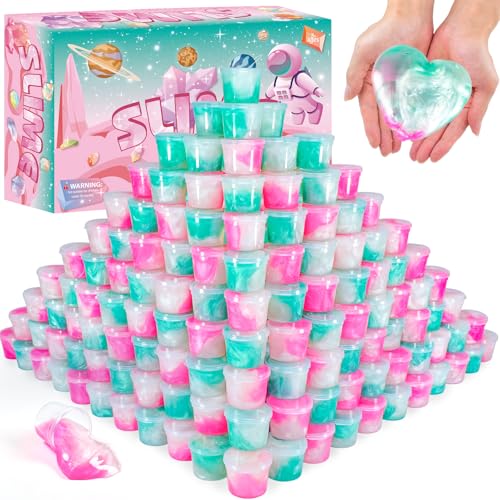 Rowecvce 120 Pack Galaxy Slime Kit Mini Bulk Slimes Smooth  Soft Slime Party Favors Goodie Bag Stuffers Valentines Day Gifts for Kids Classroom Exchange Prizes Stress Relief Toys for Girls Boys 812 - Image 1