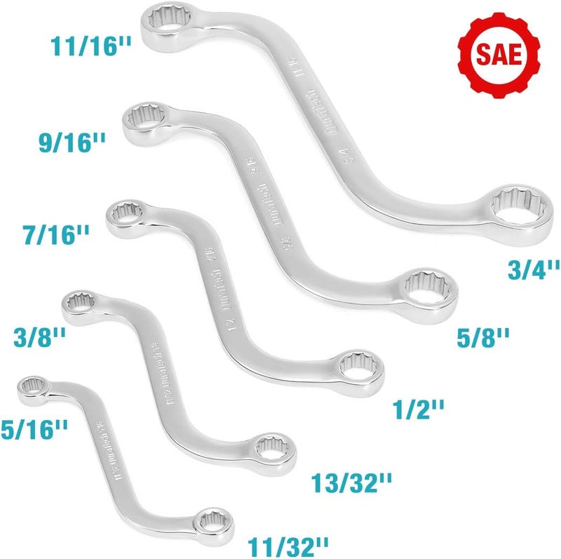 DURATECH S-Style Box Wrench Set, SAE, 5-Piece, 5/16'' to 3/4'', 12 Point, CR-V Steel, with EVA Foam Tool Organizer - Image 2