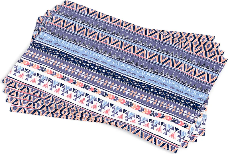 Cango Home Purple White Bohemian Ethnic Patterned Digital Printing Placemat Set of 4 CGH490-AS
