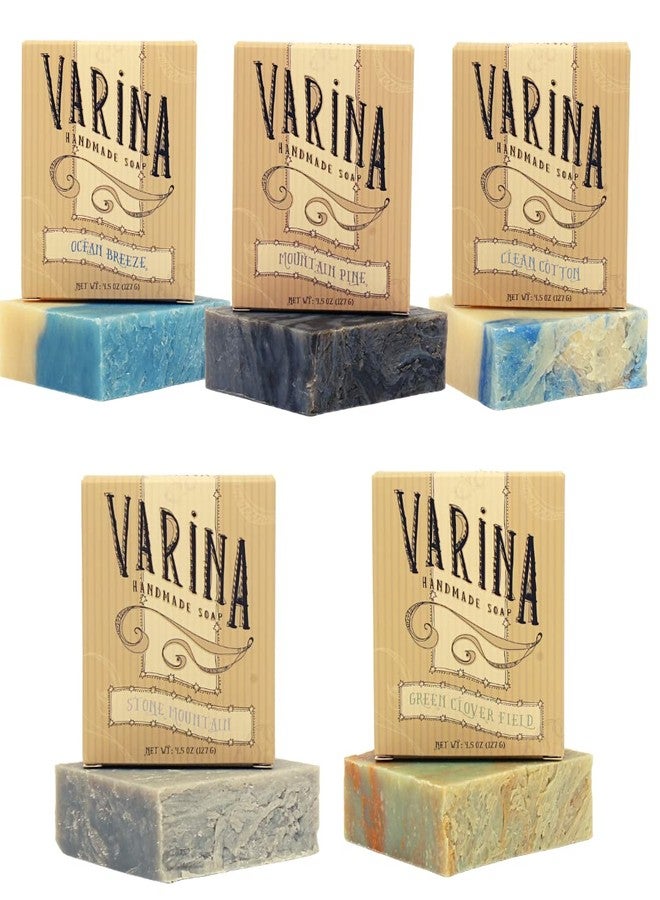 Varina Natural Fresh Variety Bar Soap - Gentle Cleansing for Sensitive Skin, Fresh - 5 Pack - Image 1