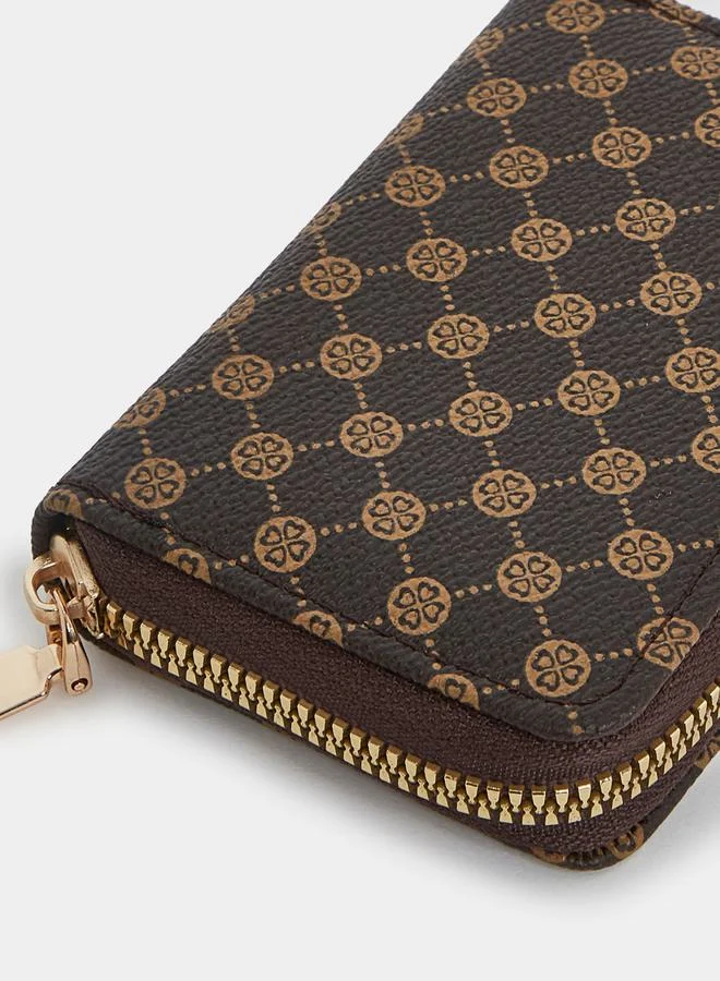 Styli Monogram Print Zip Around Wallet