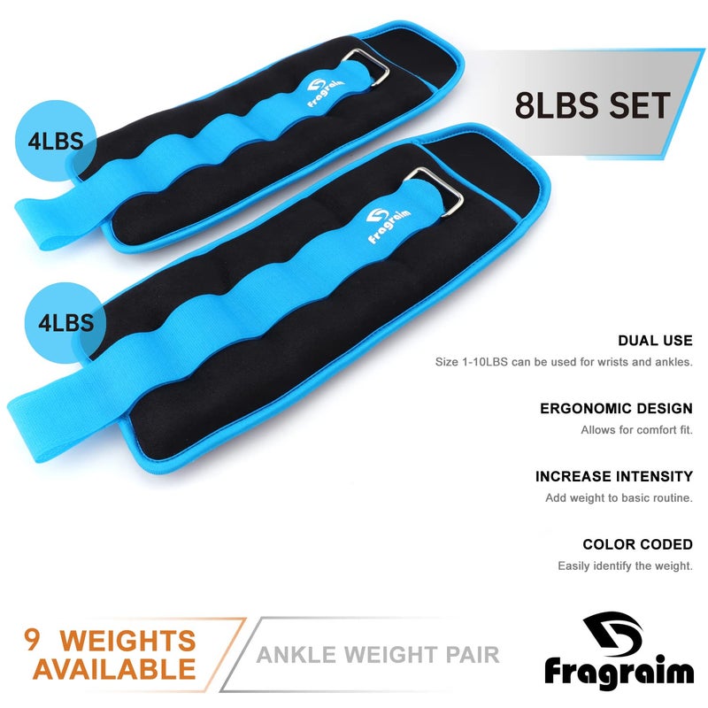 Fragraim Ankle Weights for Women, Men and Kids - 4 LBS x 2 Strength Training Wrist/Leg/Arm Weight with Adjustable Strap for Jogging, Gymnastics, Aerobics, Physical Therapy (Sky Blue) - Image 3