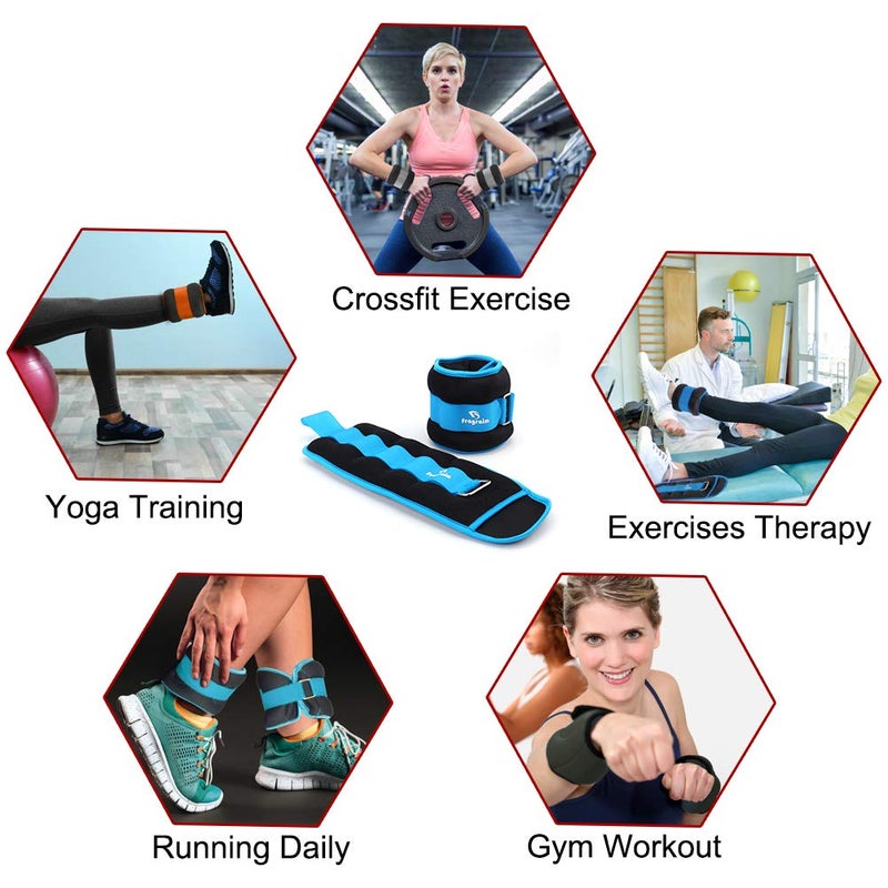 Fragraim Ankle Weights for Women, Men and Kids - 4 LBS x 2 Strength Training Wrist/Leg/Arm Weight with Adjustable Strap for Jogging, Gymnastics, Aerobics, Physical Therapy (Sky Blue) - Image 5