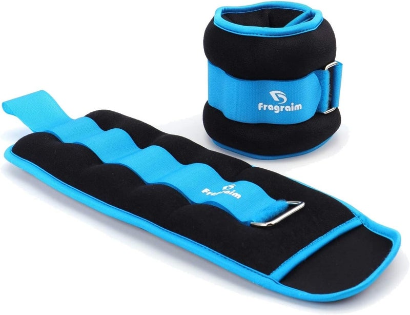 Fragraim Ankle Weights for Women, Men and Kids - 4 LBS x 2 Strength Training Wrist/Leg/Arm Weight with Adjustable Strap for Jogging, Gymnastics, Aerobics, Physical Therapy (Sky Blue) - Image 1