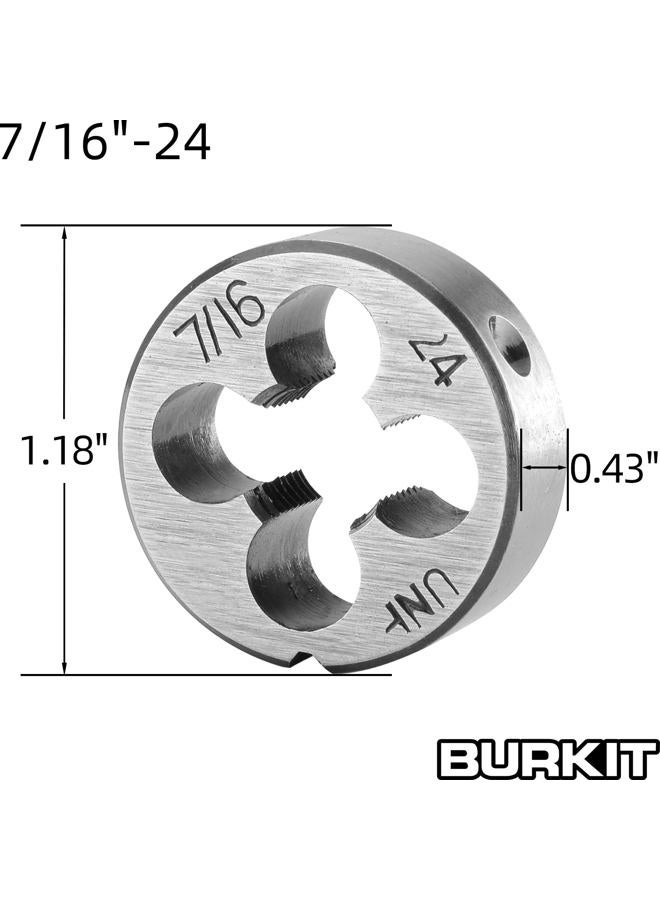 Burkit 7/16"-24 UNF Tap and Die Set, 7/16 x 24 UNF Machine Thread Tap and Round Die Right Hand - Image 3