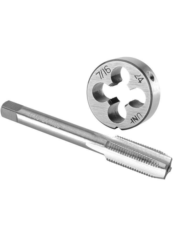 Burkit 7/16"-24 UNF Tap and Die Set, 7/16 x 24 UNF Machine Thread Tap and Round Die Right Hand - Image 1