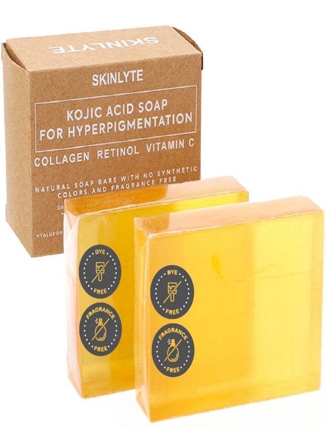SKINLYTE صابون كوجيك أسيد من سكينلايت - خالي من العطور والأصباغ - مزيل للبقع الداكنة ومصحح فرط التصبغ - تركيبة ك-beauty - كركم، جلسرين، كولاجين، حمض الهيالورونيك، ريتينول (عبوتان) 7 أونصات. - Image 1