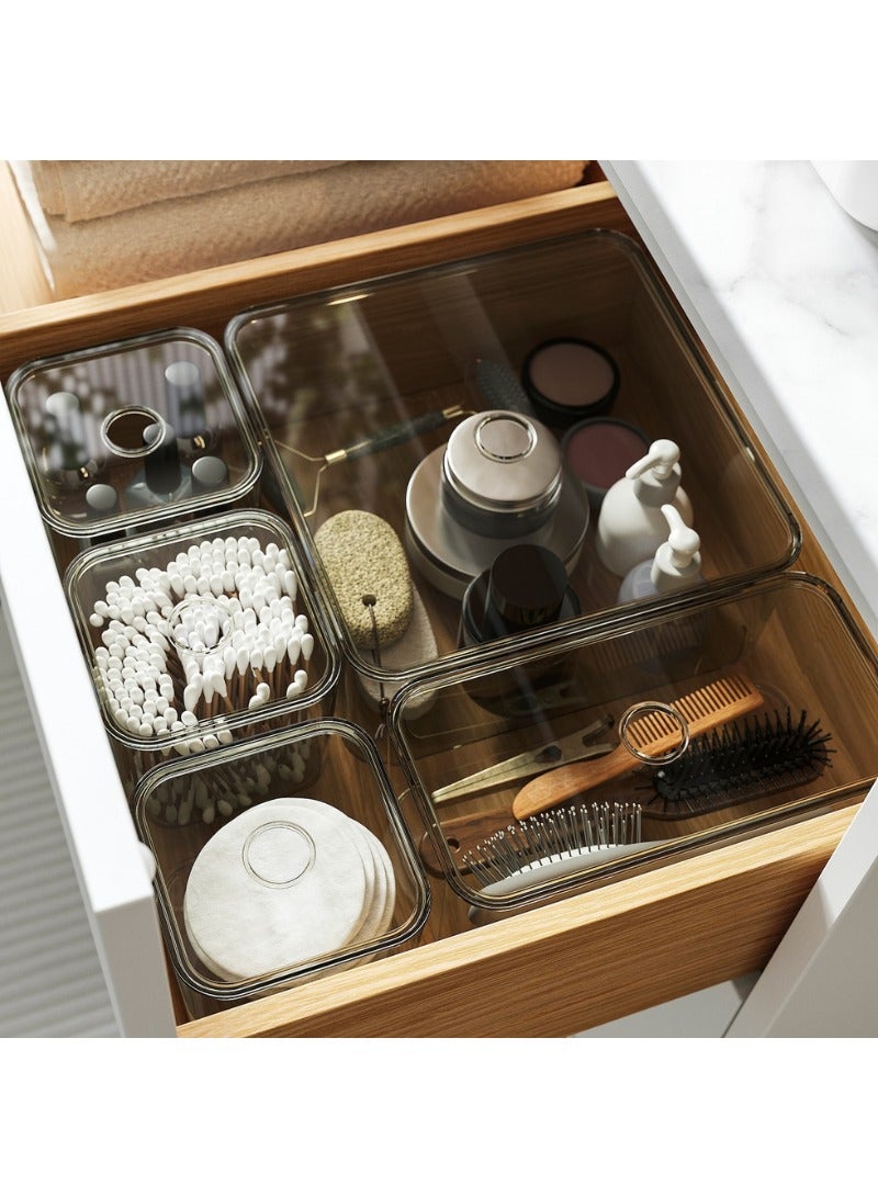 Box with Lid – Set of 5 | Grey | Compact Storage Organizer - Image 2