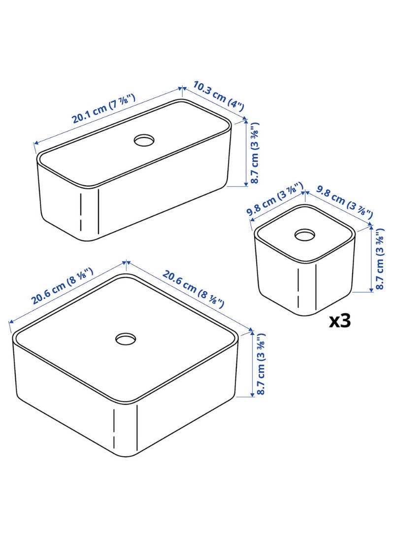 Box with Lid – Set of 5 | Grey | Compact Storage Organizer - Image 3