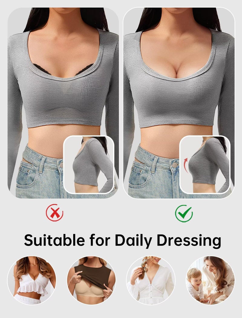 Vertvie Jelly Wireless Bras for Women Push Up Plunge Seamless T-Shirt Bras No Underwire Supportive Full Coverage Bralettes(Nude,Large) - Image 5