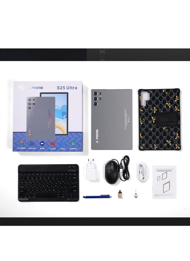 X - Prime - 10.1-Inch HD+ AMOLED Display Android 15 Smart Tablet 12GB RAM 512GB ROM Dual SIM 5G Wi-Fi S25 Ultra Tab with Keyboard and Mouse -Blue - Image 1