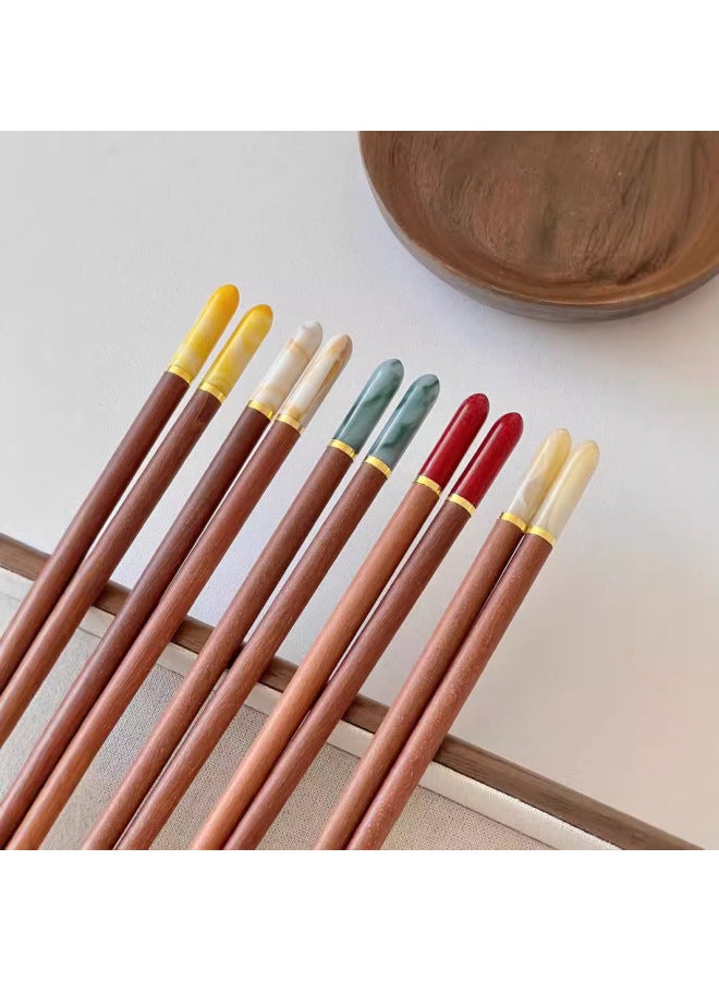 High Quality! Top Red Sandalwood Chopsticks Household High-end Restaurant Available Wholesale-Color:Red Sandalwood Glass Chopsticks Milky White-Specifications:24cm  - Image 3