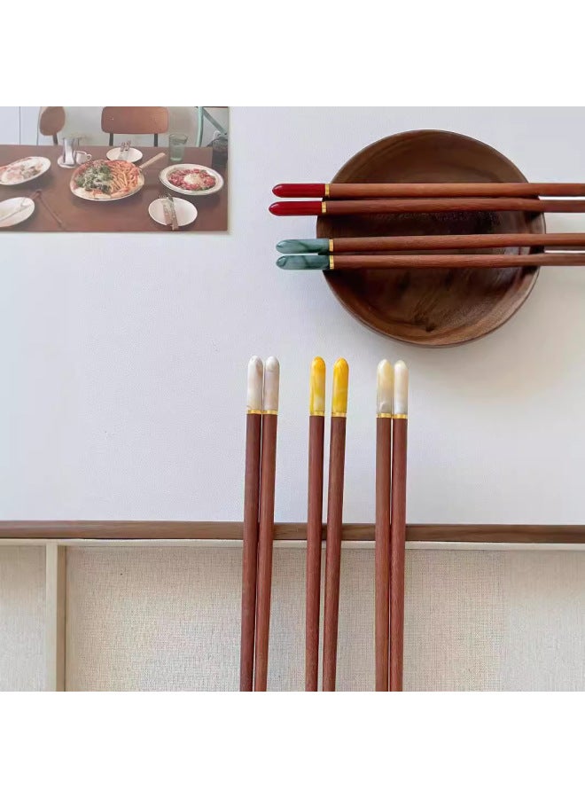 High Quality! Top Red Sandalwood Chopsticks Household High-end Restaurant Available Wholesale-Color:Red Sandalwood Glass Chopsticks Milky White-Specifications:24cm  - Image 4
