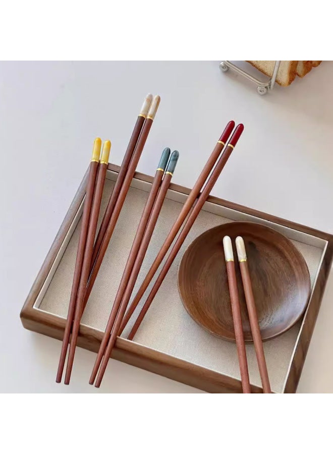 High Quality! Top Red Sandalwood Chopsticks Household High-end Restaurant Available Wholesale-Color:Red Sandalwood Glass Chopsticks Milky White-Specifications:24cm  - Image 2