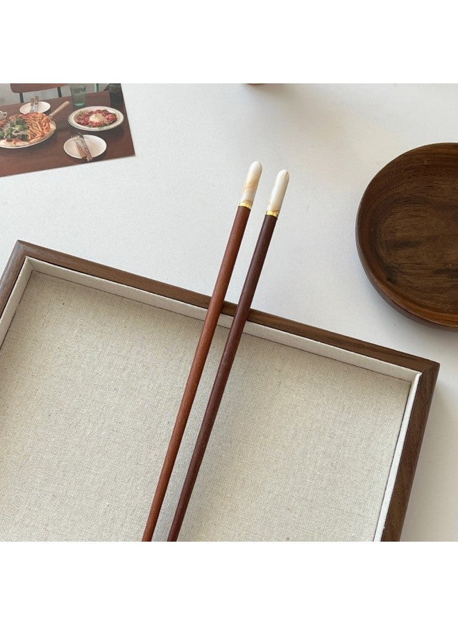High Quality! Top Red Sandalwood Chopsticks Household High-end Restaurant Available Wholesale-Color:Red Sandalwood Glass Chopsticks Milky White-Specifications:24cm  - Image 1