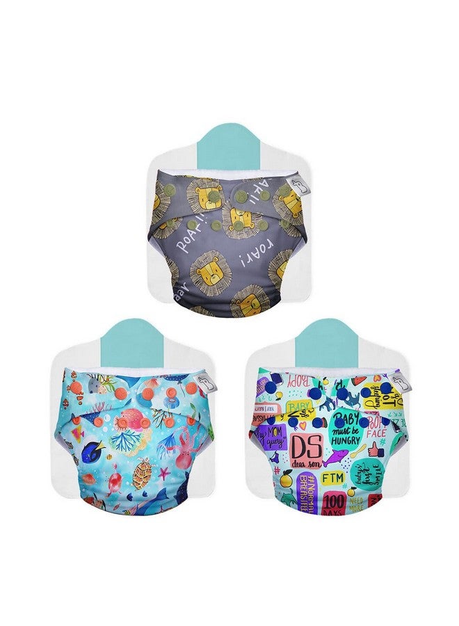 Superbottoms NEW UNO Freesize Cloth Diaper Set of 3| Cloth diaper for babies 3M to 3Y | Washable & Reusable cloth diaper | Comes with cloth diaper insert | 3 Diaper and 3 Organic cotton Soaker - Image 1