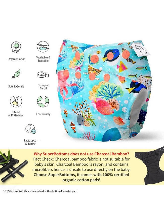 Superbottoms NEW UNO Freesize Cloth Diaper Set of 3| Cloth diaper for babies 3M to 3Y | Washable & Reusable cloth diaper | Comes with cloth diaper insert | 3 Diaper and 3 Organic cotton Soaker - Image 5