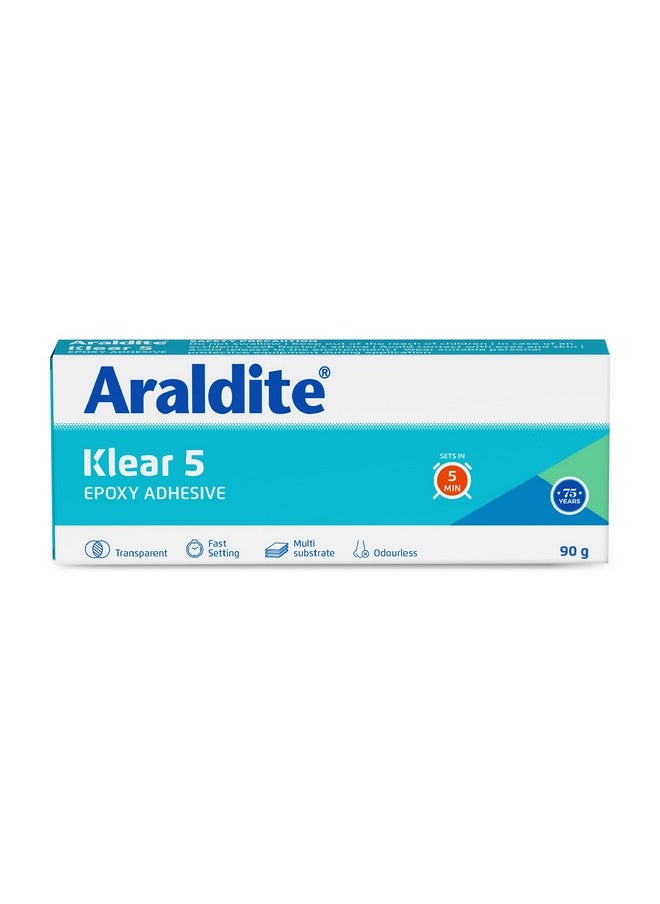 Araldite Araldite KLEAR 90g (5 minute transparent epoxy adhesive), 16.51 cms X 6.6 cms X 2.54 cms  - Image 1