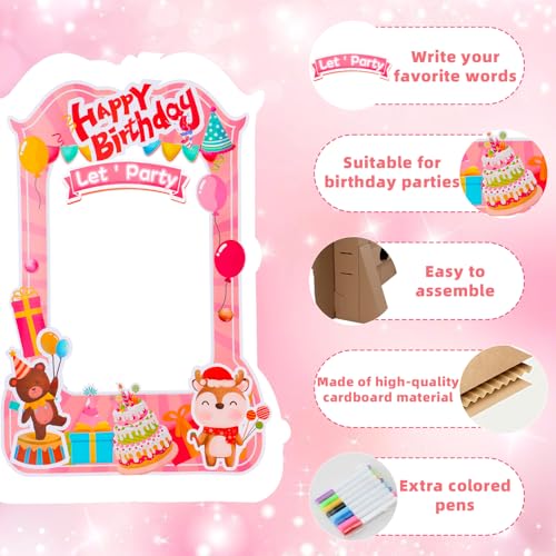 EARTHSON 6 Ft x 4 Ft Happy Birthday Photo Booth Box Photo Cutout Stand in Life-Size Cardboard Frame Prop for Birthday Party Supplies - Image 4