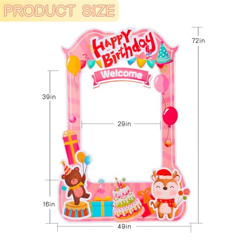 EARTHSON 6 Ft x 4 Ft Happy Birthday Photo Booth Box Photo Cutout Stand in Life-Size Cardboard Frame Prop for Birthday Party Supplies - Image 3
