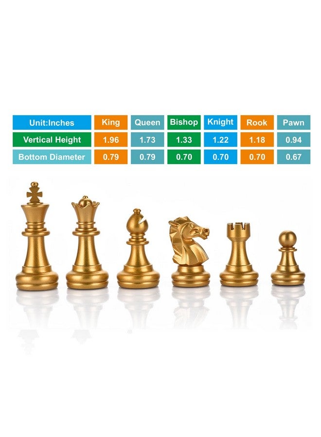 QuadPro Chess Pieces Only, Magnetic Plastic Chessman Set for Replacement of Missing Pieces, Include Storage Bag (1.96” King - Small- Gold & Silver) - Image 2