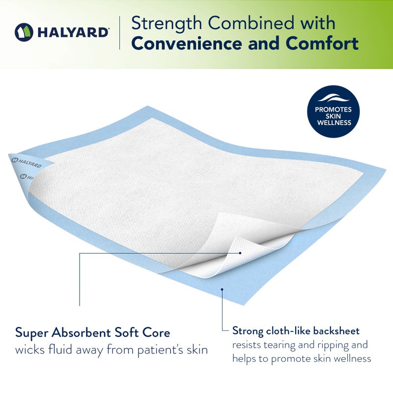 HALYARD Premium Disposable Underpads, 30 x 36 Inches Chux Pads - Blue, Case of 40 - Incontinence Bed Pads for Adults with Airlaid Core for Moisture and Odor Control - Image 3