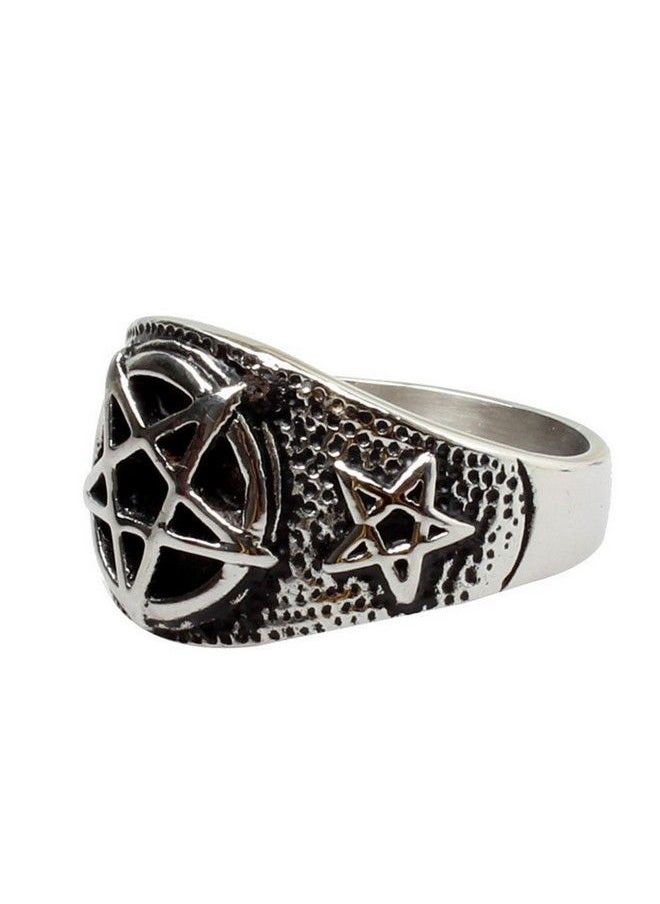 JAJAFOOK Jajafook Jewelry Men'S Stainless Steel Retro Evil Satanist Inverted Pentagram Rings  - Image 3
