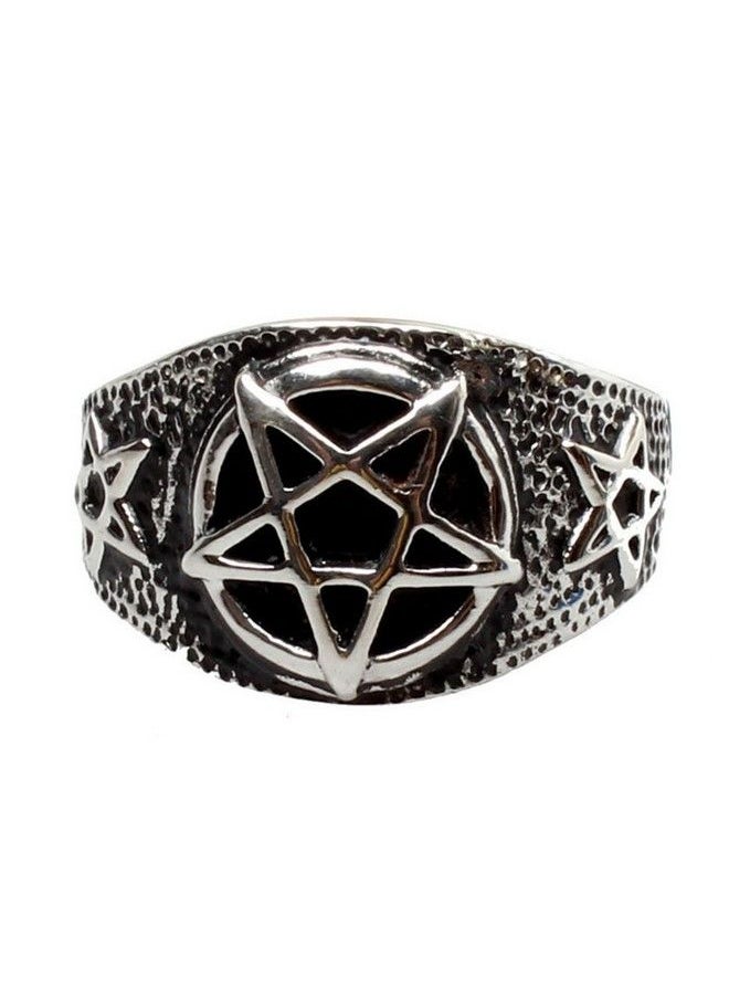 JAJAFOOK Jajafook Jewelry Men'S Stainless Steel Retro Evil Satanist Inverted Pentagram Rings  - Image 2