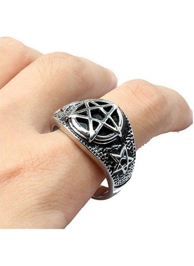 JAJAFOOK Jajafook Jewelry Men'S Stainless Steel Retro Evil Satanist Inverted Pentagram Rings  - Image 4