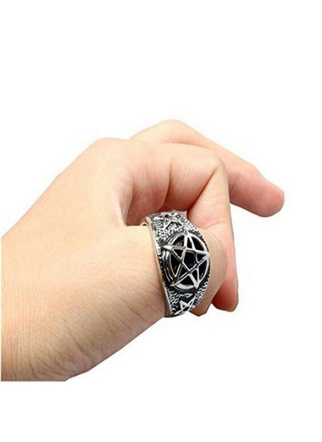 JAJAFOOK Jajafook Jewelry Men'S Stainless Steel Retro Evil Satanist Inverted Pentagram Rings  - Image 5