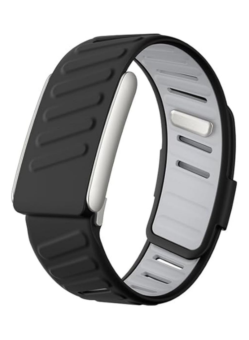 اووكاي سوار معصم سيليكون مريح ومتين متوافق مع سوار WHOOP 5.0، أساور بديلة رياضية ناعمة ومتينة من السيليكون للرجال والنساء مع موصل إطار معدني (أسود) - Image 1