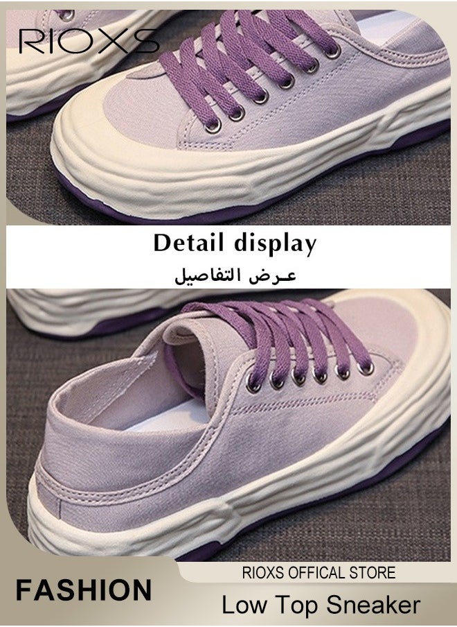 Women's Fashionable Casual Canvas Shoes, Low Top Sneakers with Non-slip Rubber Sole, Classic Lace Up Lightweight Shoes, Suitable for Work, Sports, Shopping, Hiking, Running and Other Occasions