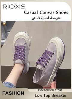 ريوكس أحذية رياضية نسائية عصرية من القماش الكانفاس الكاجوال، حذاء رياضي نسائي كاجوال، حذاء رياضي منخفض بنعل مطاطي غير قابل للانزلاق، حذاء كلاسيكي برباط خفيف الوزن، مناسب للعمل والرياضة والتسوق والمشي والجري والمناسبات الأخرى  - Image 5