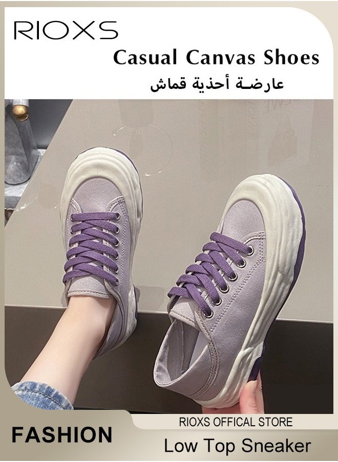 ريوكس أحذية رياضية نسائية عصرية من القماش الكانفاس الكاجوال، حذاء رياضي نسائي كاجوال، حذاء رياضي منخفض بنعل مطاطي غير قابل للانزلاق، حذاء كلاسيكي برباط خفيف الوزن، مناسب للعمل والرياضة والتسوق والمشي والجري والمناسبات الأخرى  - Image 5