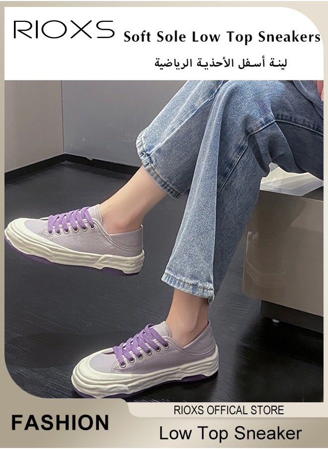 Women's Fashionable Casual Canvas Shoes, Low Top Sneakers with Non-slip Rubber Sole, Classic Lace Up Lightweight Shoes, Suitable for Work, Sports, Shopping, Hiking, Running and Other Occasions