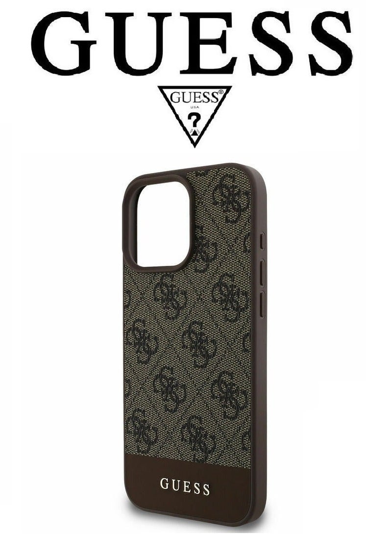 GUESS IPhone 16 Pro Max cover, with a logo and a leather design approved by the global brand Guess. From CG-MOBILE. In Brown - Image 4