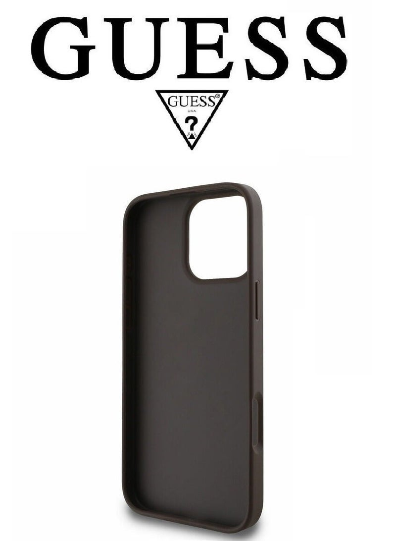 GUESS IPhone 16 Pro Max cover, with a logo and a leather design approved by the global brand Guess. From CG-MOBILE. In Brown - Image 5