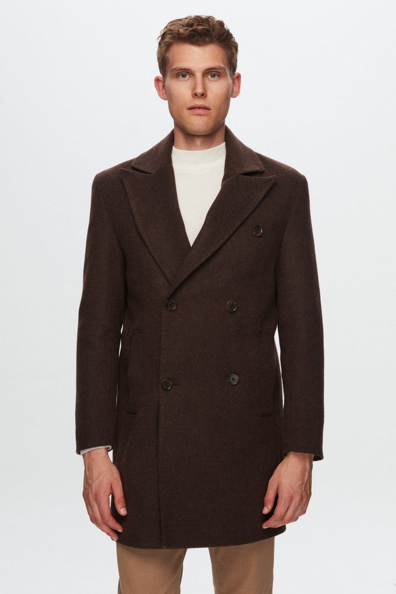 D'S DAMAT Regular Fit Brown Plain Coat 1HF08IR350069  - Image 1