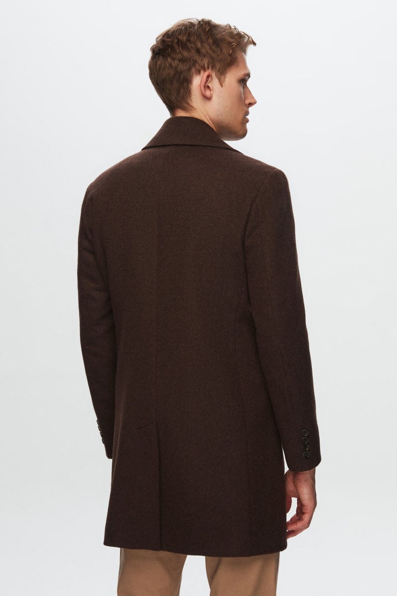 D'S DAMAT Regular Fit Brown Plain Coat 1HF08IR350069  - Image 2