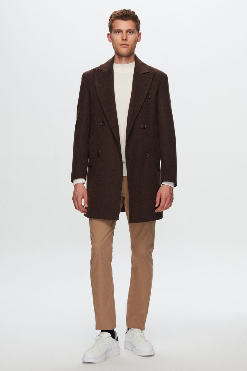 D'S DAMAT Regular Fit Brown Plain Coat 1HF08IR350069  - Image 3