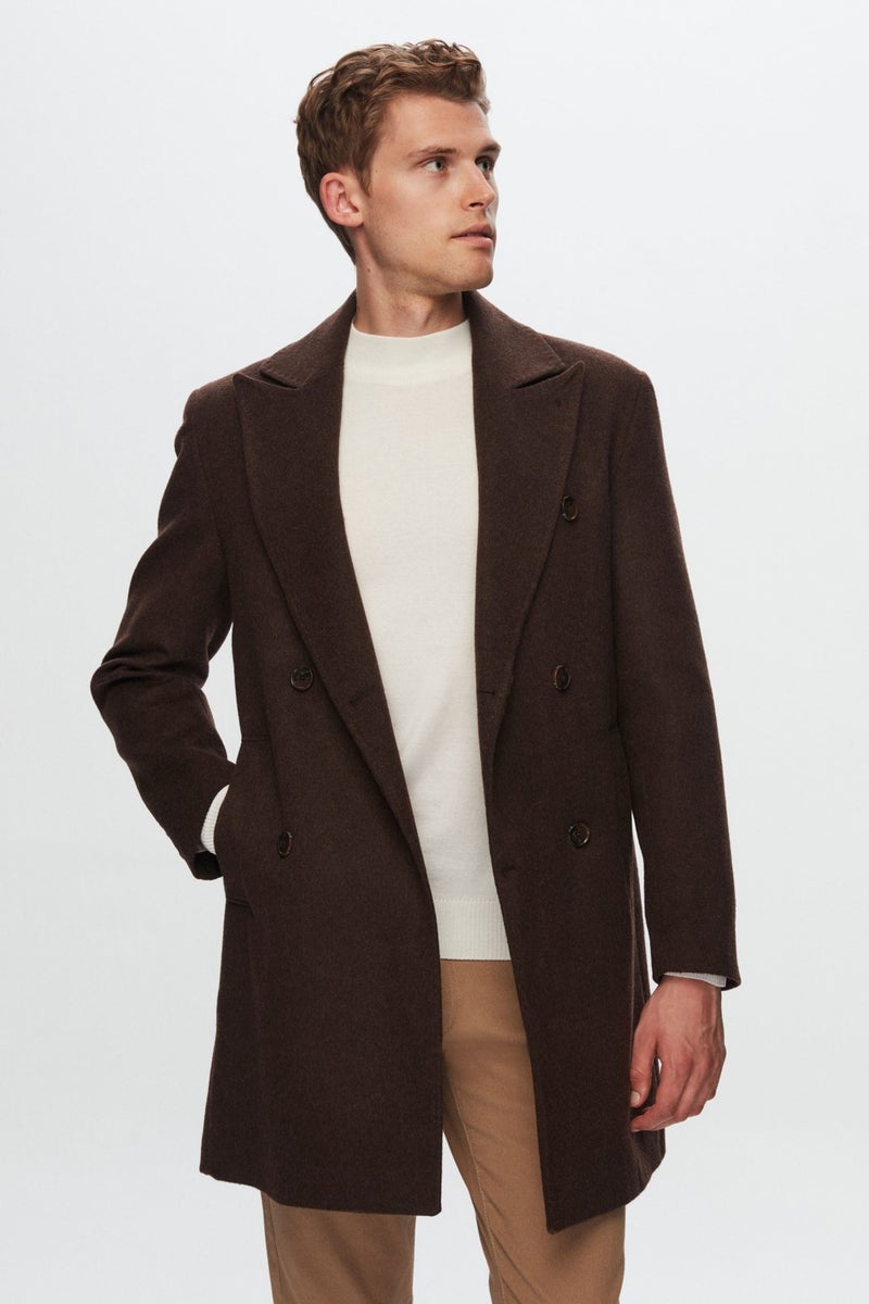 D'S DAMAT Regular Fit Brown Plain Coat 1HF08IR350069  - Image 4