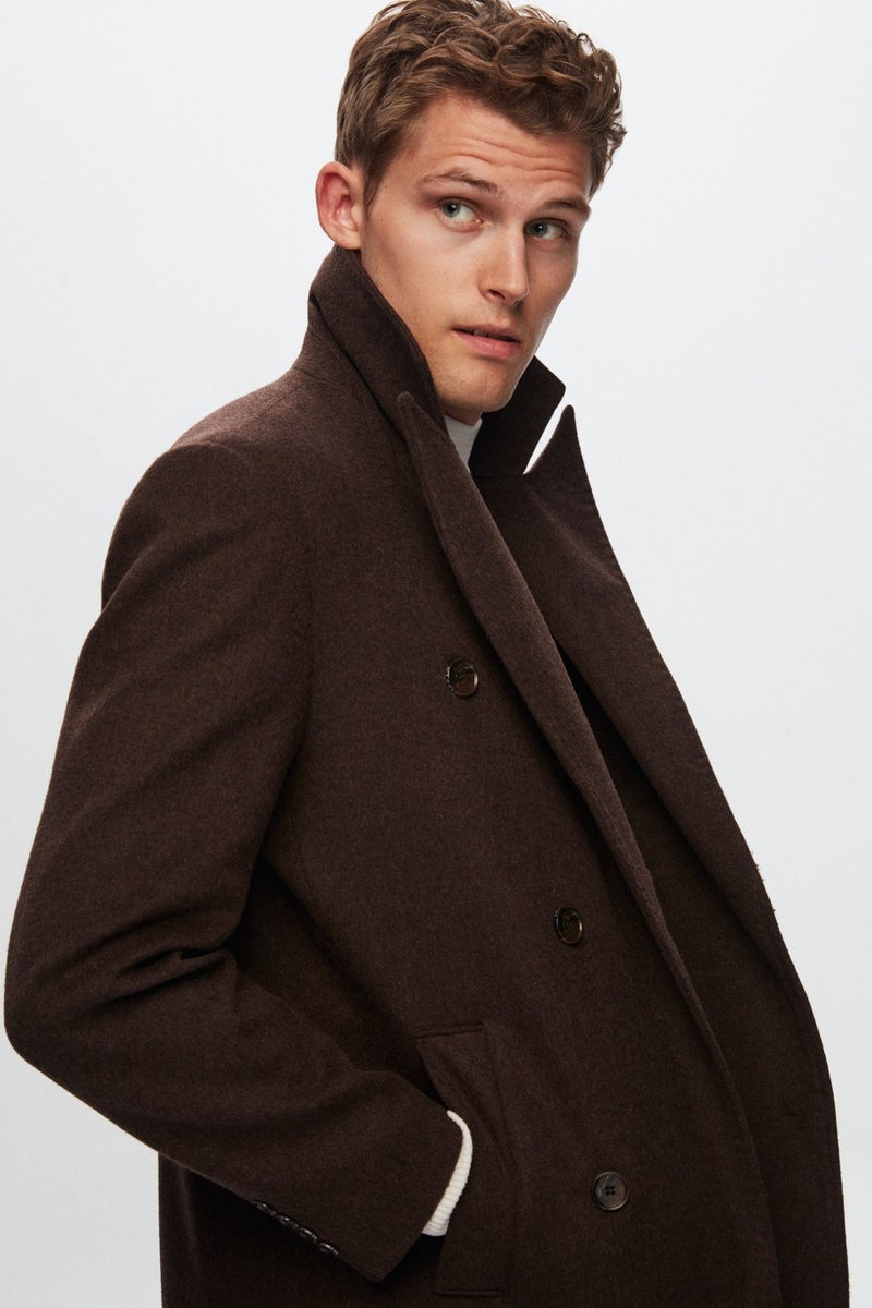 D'S DAMAT Regular Fit Brown Plain Coat 1HF08IR350069  - Image 5