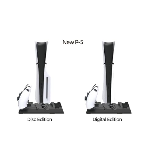 New World for PS5 Slim / PS5 Fat Cooling Stand, Controller Charger for PS5, Vertical Stand with Cd Storage Stand Compatible with PS5 / PS5 Slim - Image 4