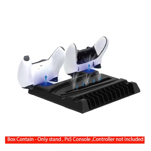 New World for PS5 Slim / PS5 Fat Cooling Stand, Controller Charger for PS5, Vertical Stand with Cd Storage Stand Compatible with PS5 / PS5 Slim - Image 2
